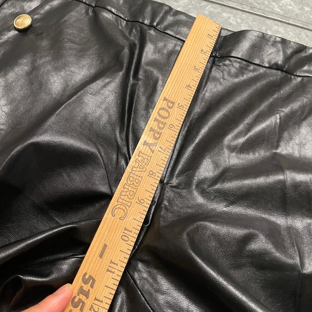 NWOT Michael Kors Faux Leather Pants Womens 12 Black Gold Buttons - Picture 10 of 12